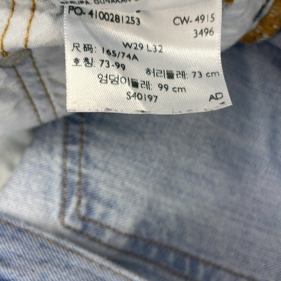 Levi’s 501 CT custom tapered button fly distressed light denim jeans 29 x 32 - Picture 11 of 12